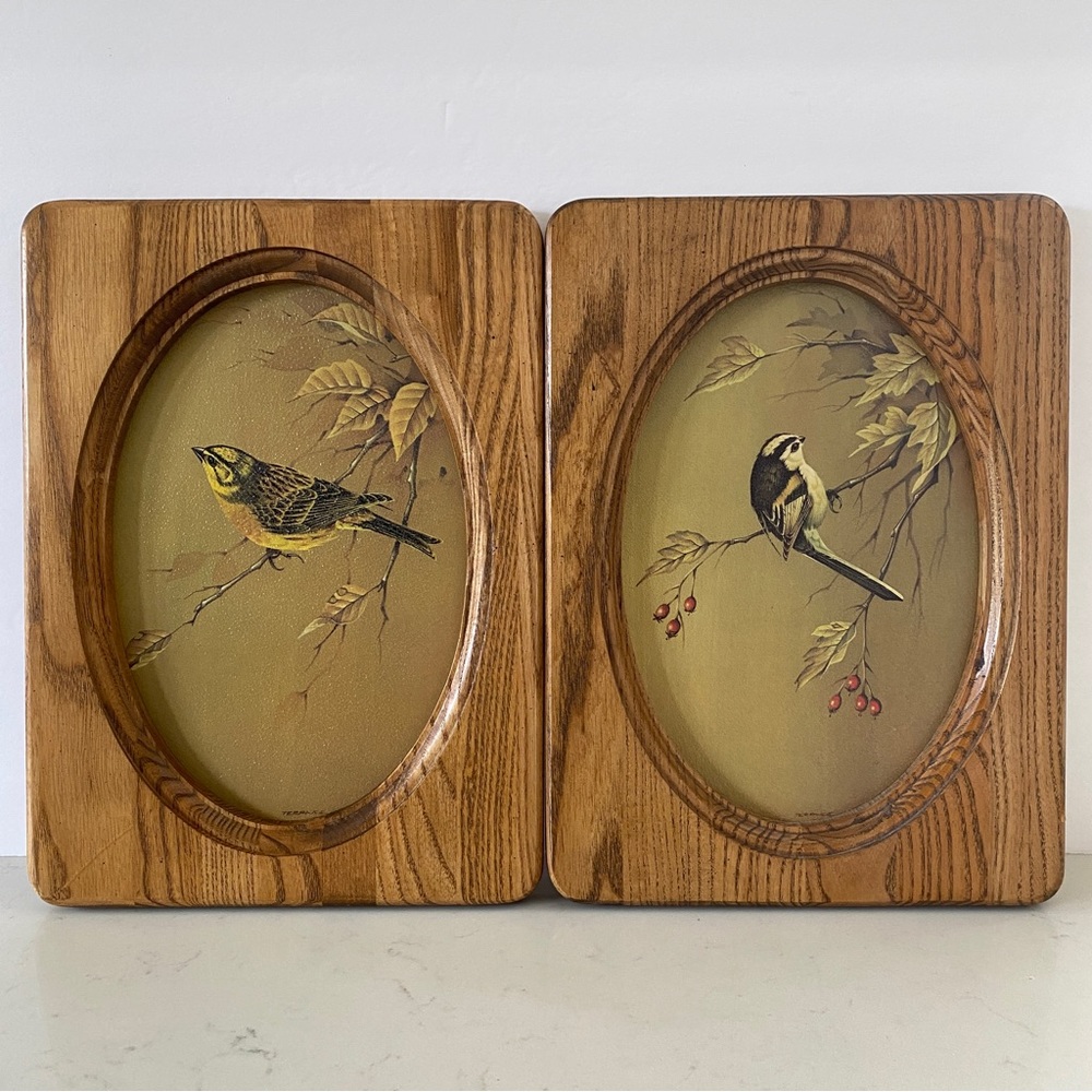 Beautiful Vintage Prints of Chickadees with Unique Frames